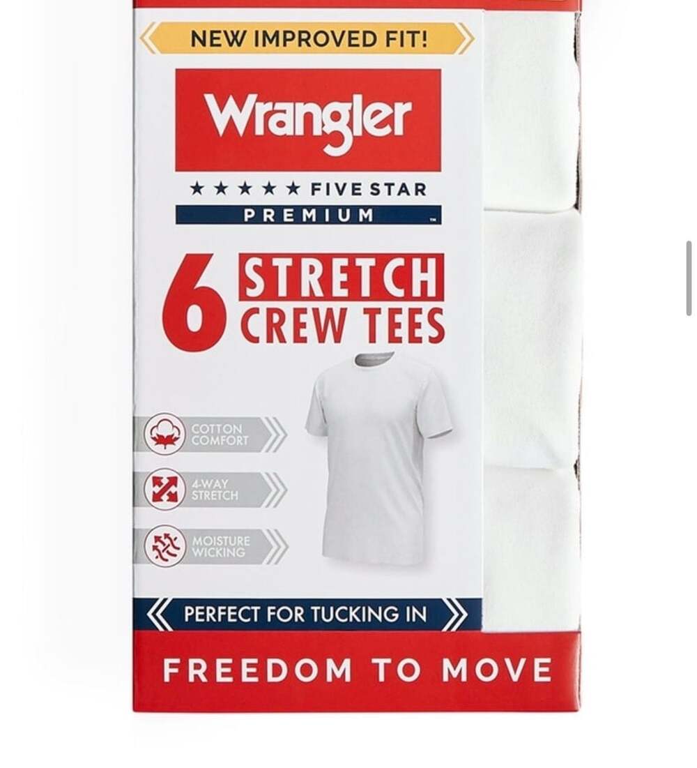 New Wrangler Five Star Premium Men's Cotton Stretch Crew Neck T-Shirts 6-Pack